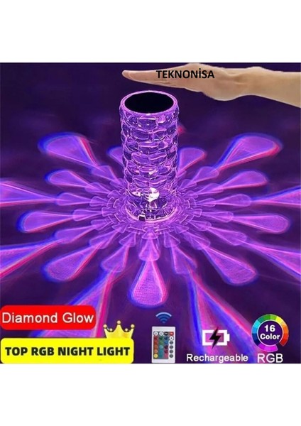 Yuvarlak Kristal Masa Lambası, Dokunmatik ve Renkli Işık Özellikli Şık Aydınlatma indirimleri