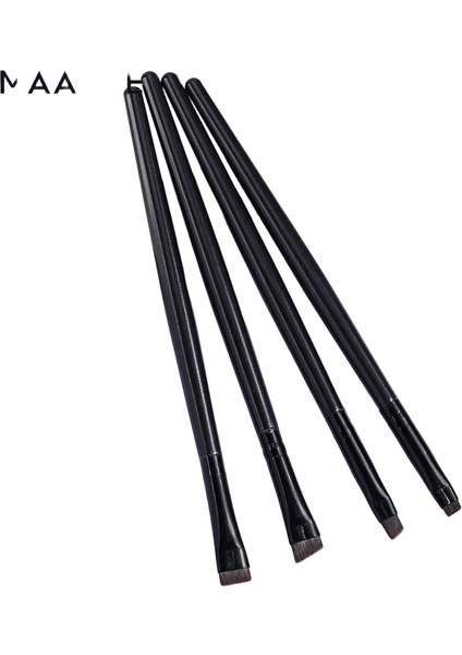 Maange 4 Parça Kaş Kontur Makyaj Fırçası Eyeliner Fırçası Taşınabilir Küçük Açılı Kaş Fırçası Kadın Makyaj Güzellik Araç Renk: Siyah (Yurt Dışından)