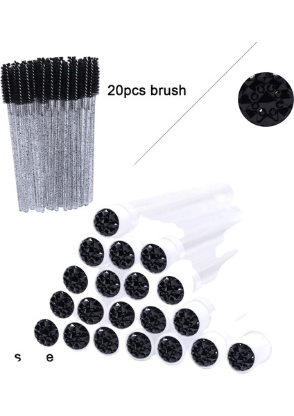 20PCS Kirpik Uzatma Fırçaları Tüplerle Kab Lash Maskara Değirmenleri Kaş Tutulması Konteyner Tek Kullanımlık Makyaj Aracı Aplikatör Renk: Siyah Cam (Yurt Dışından)