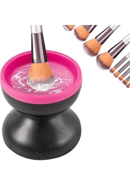 Taşınabilir USB Makyaj Fırçası Temizleyici Makinesi Silikon Elektrik Kozmetik Fırçaları Temiz Kurutucu Aracı Otomatik Yı Makyaj Araç Rolor: Pembe (Yurt Dışından)