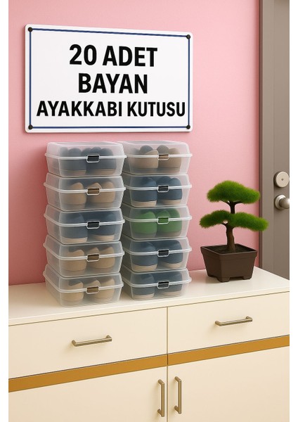 20 Adet Bayan Plastik Ayakkabı Kutusu modelleri