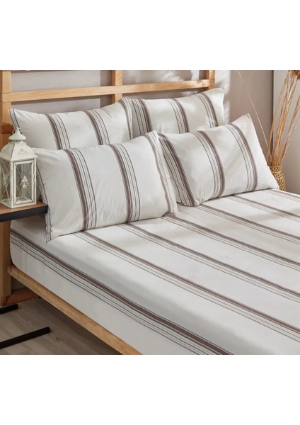 Çizgi Desenli Ranforce Lastikli Çarşaf Seti