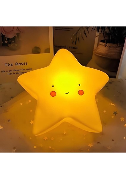 3D Yıldız Gece Lambası, Sevimli LED Işık, Pilli, Turuncu, Güzel Dekorasyon Parıltısı