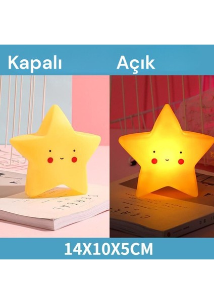 3D Yıldız Gece Lambası, Sevimli LED Işık, Pilli, Turuncu, Güzel Dekorasyon Parıltısı modelleri