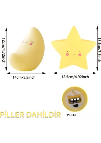 3D Yıldız Gece Lambası, Sevimli LED Işık, Pilli, Turuncu, Güzel Dekorasyon Parıltısı fırsatları