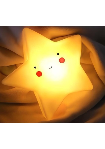 3D Yıldız Gece Lambası, Sevimli LED Işık, Pilli, Turuncu, Güzel Dekorasyon Parıltısı