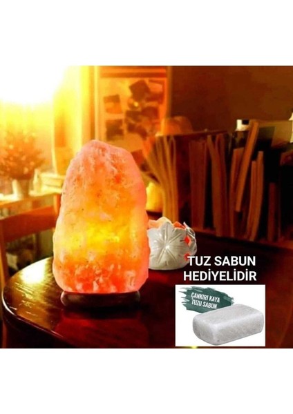 Himalaya Tuz Lambası 1/2 Kg, Tuz Sabunu Hediyesi, Doğal ve Sağlıklı Dekorasyon