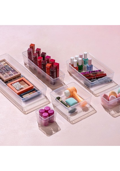 5'li Şeffaf Çekmeceli Düzenleyici Set, Modüler Takı ve Makyaj Organizatörü fiyatları