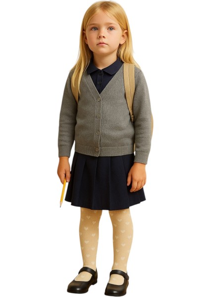 Kalp Desenli Kız Çocuk Külotlu Çorap - Iba