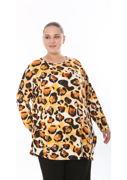 Kadın Likralı Viskon Büyük Beden Tunik ( Göğüs Ölçüsü 150CM)