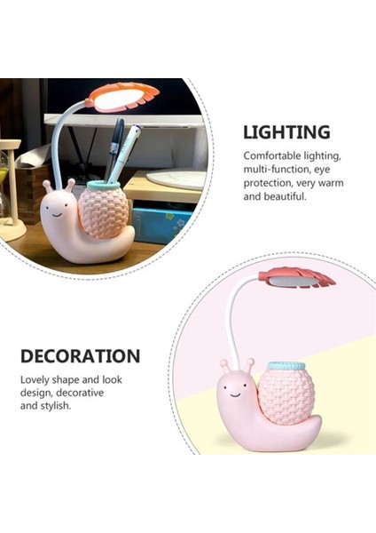 Salyangoz Tasarımlı Masa Üstü Kalemlik ve LED Lambalı Dekorasyon modelleri