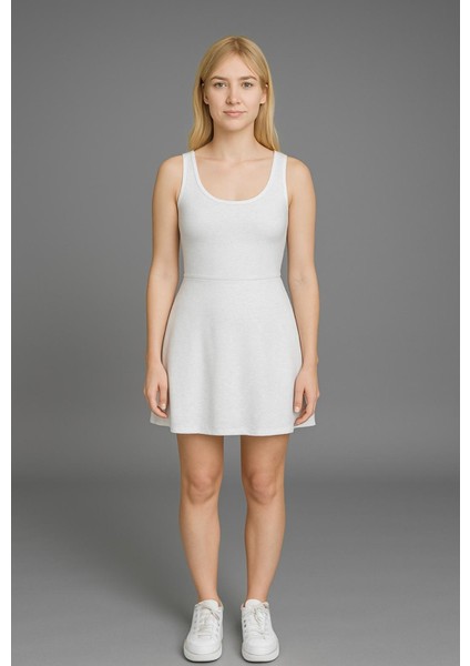 Kadın Beyaz Askılı ELBISE-E2237