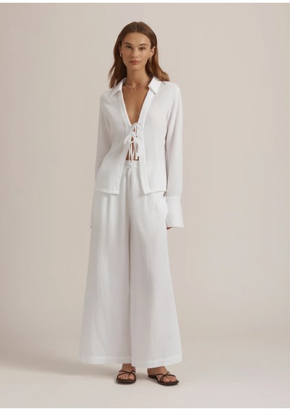 Bağlamalı Müslin Kadın Gömlek – Müslin Kumaş – Hafif, Nefes Alabilir – Plaj & Günlük modelleri