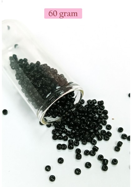 Dökme Cam Kum Boncuk (8/0) 3 mm - 60 Gram - Parlak Siyah - BNC211