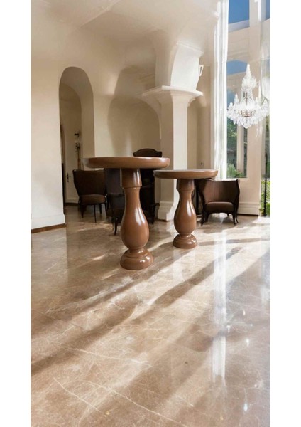 2’li Ahşap Sehpa Seti – Mantar Model Yan Sehpa, Kahverengi Renk