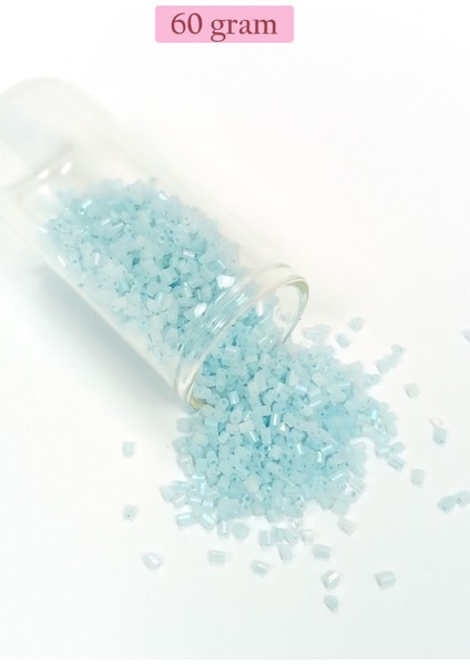 Kesme Cam Boncuk 2mm - 60 Gram - Maz Buz Mavi - BNC369