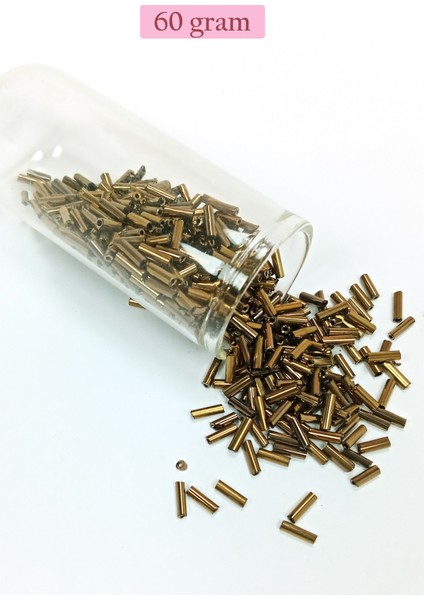 Uzun Boru Kesme Boncuk Çap 2mm Uzunluk 10 mm - 60 Gram - Parlak Gold - BNC288
