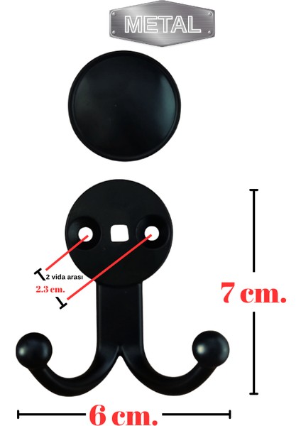 Metal Boncuk Askı Siyah Duvar Tipi – 5’li modelleri