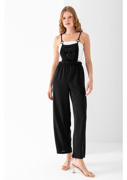 Kadın Önü Kapak Cepli Aerobin Tulum Siyah - 7023 fiyatları