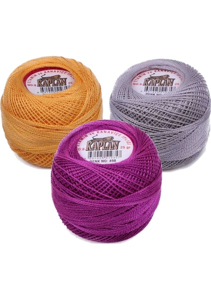 3 Adet Kaplan Etamin ve Kanaviçe Ipi 8 No Kod/renk: 444 - 316 - 498 - Ryl