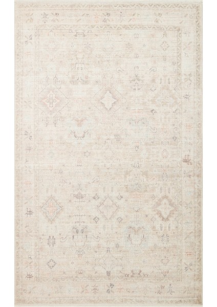 Grace GRC03 Beige Özel Dokuma Otantik Doku ve Renklere Sahip Vintage Desenli Makine Halısı