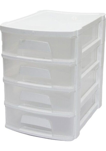 4 Katlı Çekmece, 16.5X21.5X24 Cm, Beyaz, Şık ve Fonksiyonel Depolama Ünitesi