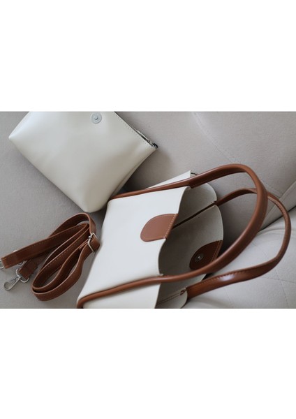 Şık Kadın Küçük Çapraz Askılı ve El Çantası, Deri Görünümlü, Beyaz Renk fiyatları