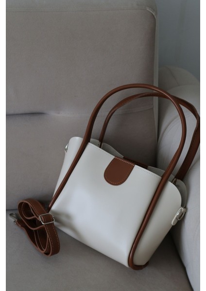Şık Kadın Küçük Çapraz Askılı ve El Çantası, Deri Görünümlü, Beyaz Renk fırsatları