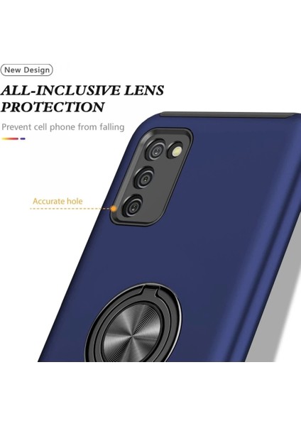 Samsung Galaxy A02S Kılıf Elit Yüzüklü Kapak - Lacivert fırsatları