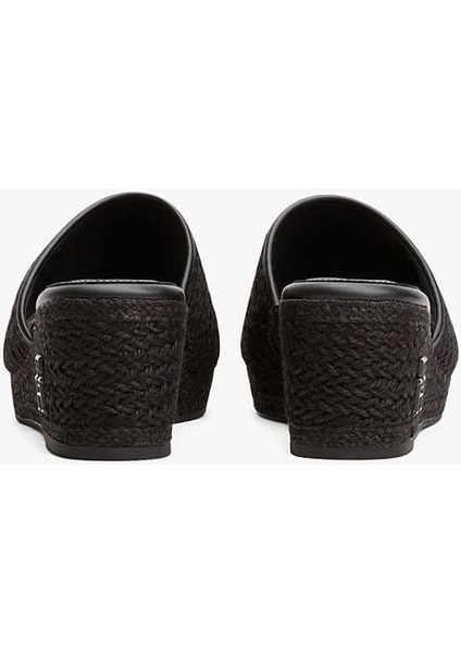 Kadın Hasır Dolgu Topuklu Terlik - Siyah fırsatları