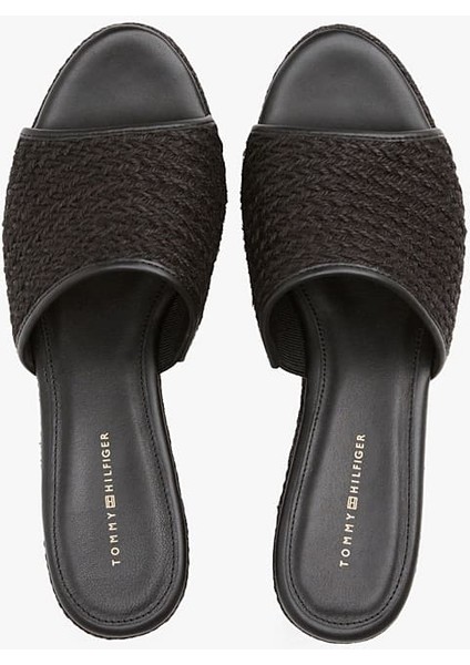 Kadın Hasır Dolgu Topuklu Terlik - Siyah indirimleri