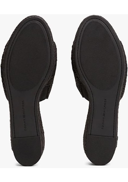 Kadın Hasır Dolgu Topuklu Terlik - Siyah