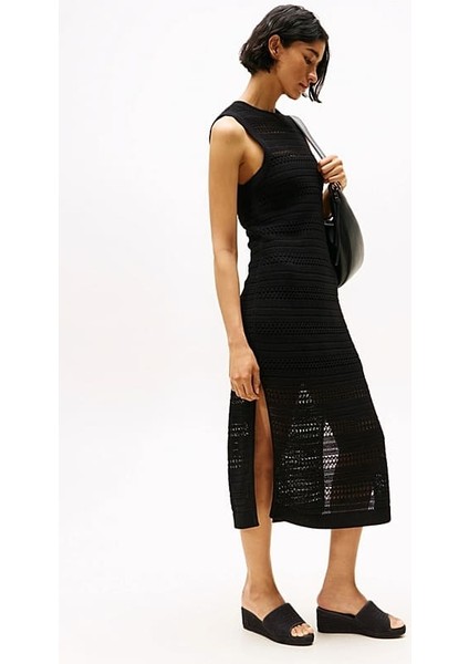 Kadın Hasır Dolgu Topuklu Terlik - Siyah