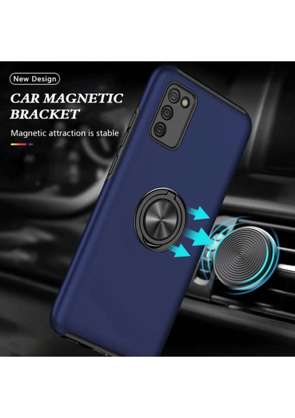 Samsung Galaxy A02S Kılıf Elit Yüzüklü Kapak - Lacivert indirimleri