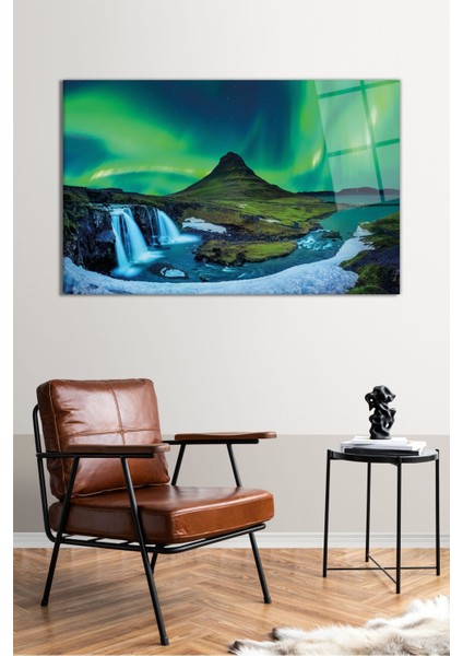 Kuzey Işıkları Yatay Cam Tablo, Modern Ev Ofis Dekoru, Hediyelik Duvar Dekorasyonu, Kırılmaz Cam fiyatları