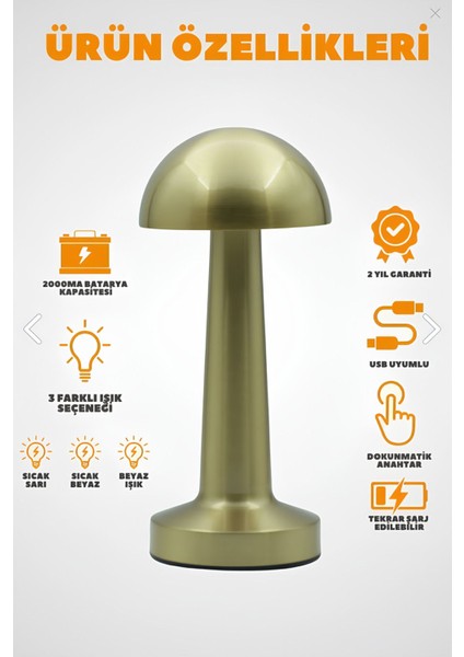 Renkli Şarjlı Masa Lambası, Modern ve Şık Tasarım