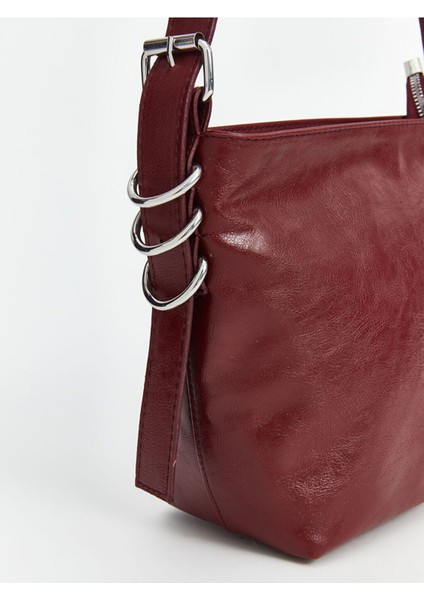 Kadın Omuz Çantası, Deri Görünümlü, Bordo, Şık ve Hafif Tasarım modelleri