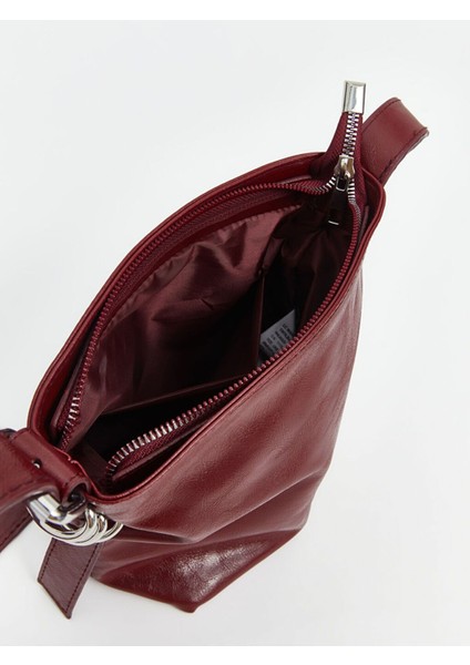 Kadın Omuz Çantası, Deri Görünümlü, Bordo, Şık ve Hafif Tasarım fırsatları