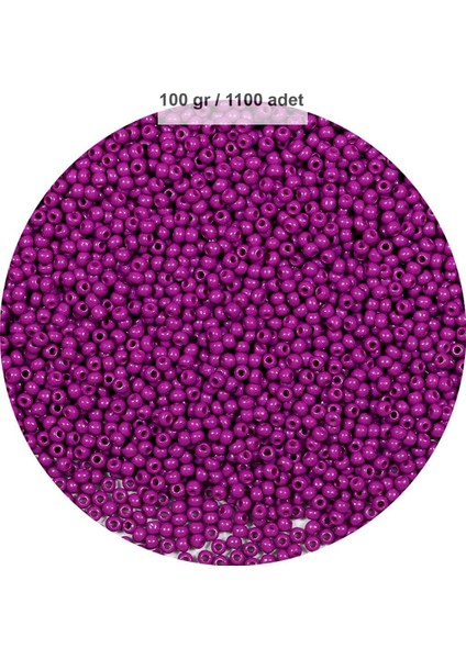 Fuşya Renk 4 mm Yaklaşık 1100 Adet / 100 Gram Cam Boncuk Oya Yazma Bileklik ve Kolye
