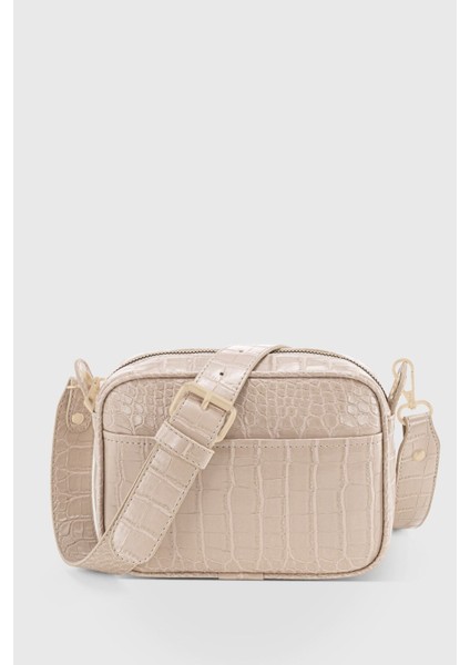 Kadın Krem Timsah Derisi Görünümlü Çapraz Çanta, Şık ve Modern Tasarım fiyatları