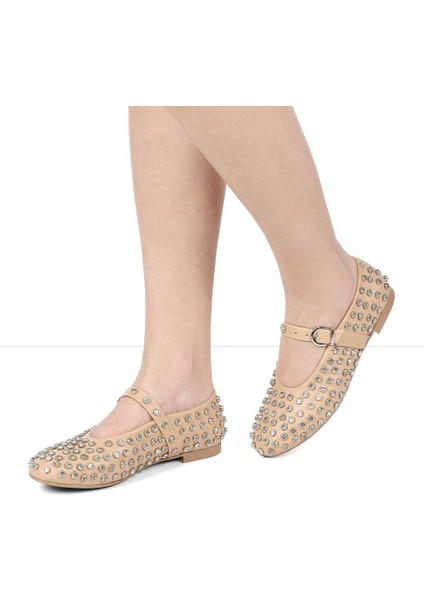 Kadın Pudra Taşlı Deri Babet fiyatları