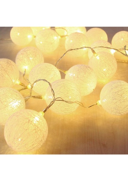 Yeşil Renkli 10'lu Pilli Işık Zinciri Hasır Toplar, Dekoratif ve Şık Aydınlatma Seti