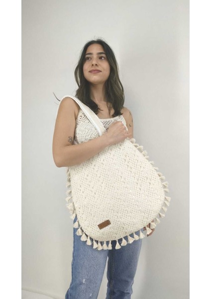 Keten Örme Kadın Omuz Çantası, Bej Renk, Şık ve Hafif Tasarım modelleri