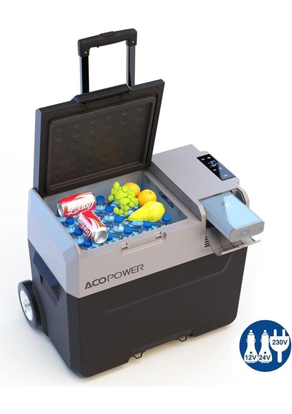 PX40 12/24/220VOLT 40LITRE Kompresörlü Tekerlekli Outdoor Oto Buzdolabı (Akü Dahil Değildir)