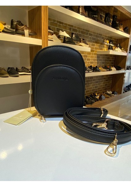 Şık Siyah Zincir Askılı Kadın Çanta ve Cüzdan Seti