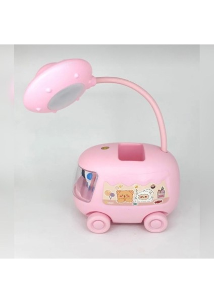 Pembe Uzay Temalı Çocuk Masa Lambası, 4 Mod, LED Işıklı, Şarjlı, Kalemlikli fiyatları