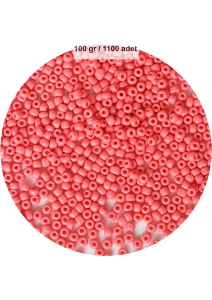 Pembe Renk 4 mm Yaklaşık 1100 Adet / 100 Gram Cam Boncuk Oya Yazma Bileklik ve Kolye