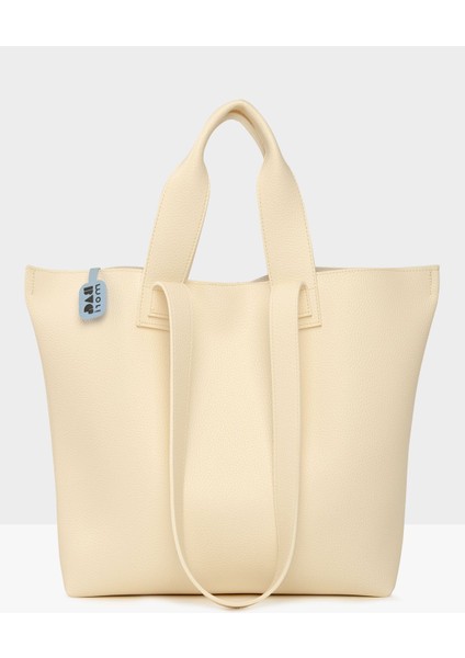 Kadın Büyük Dokulu Çift Askılı Tote Çanta Bej M000008166 modelleri