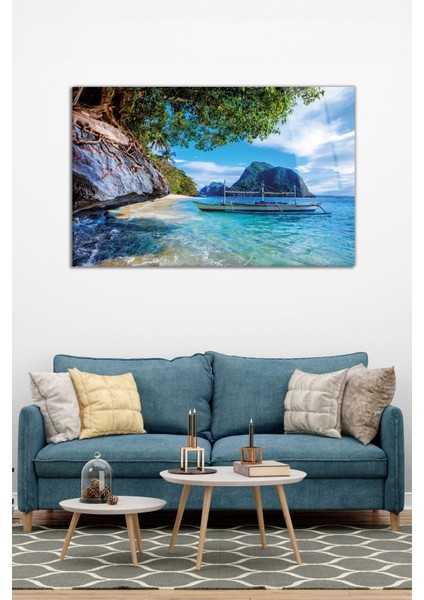 Tropik Filipinler Manzara Yatay Cam Tablo, Modern Ev Ofis Dekoru, Hediyelik Duvar Dekorasyonu modelleri
