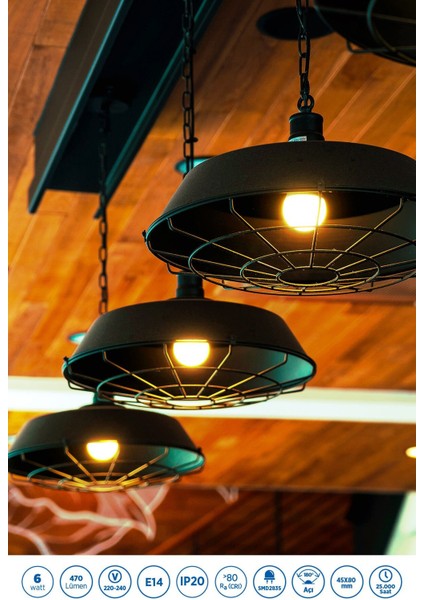 RTL09221-5 Rother G45 LED Ampul 6W E14 470 Lümen 3000K Sarı Işık Enerji Tasarruflu Ampul 5 Adet modelleri